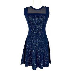 BCBGMaxAzria Dayln Womens Sleeveless Mini Dress Navy Blue Lace Mesh size XXS